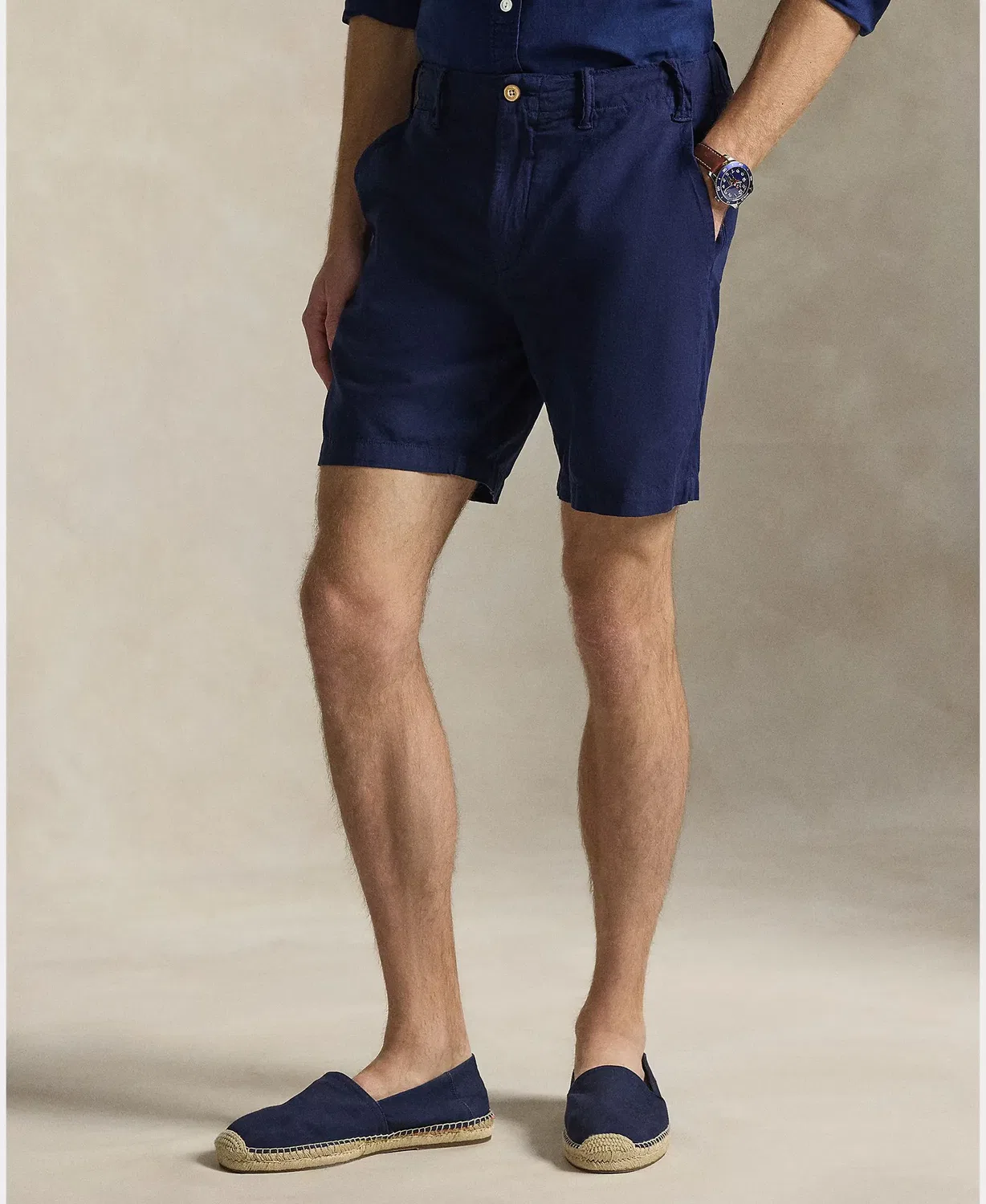 Мужские шорты чинос из льна и хлопка Polo Ralph Lauren, Azul Marino — фото 2