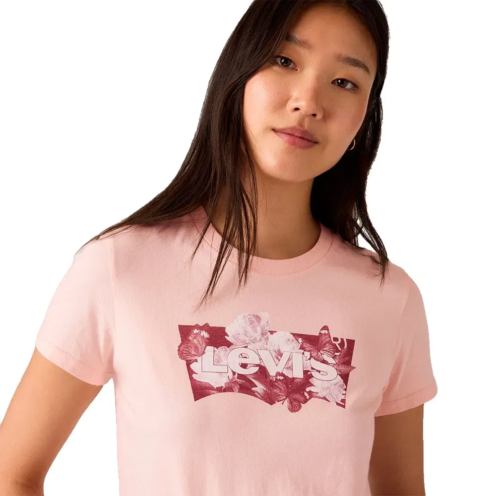 Женская хлопковая футболка The Perfect Short Sleeve T-Shirt Levi's, Pink — фото 4