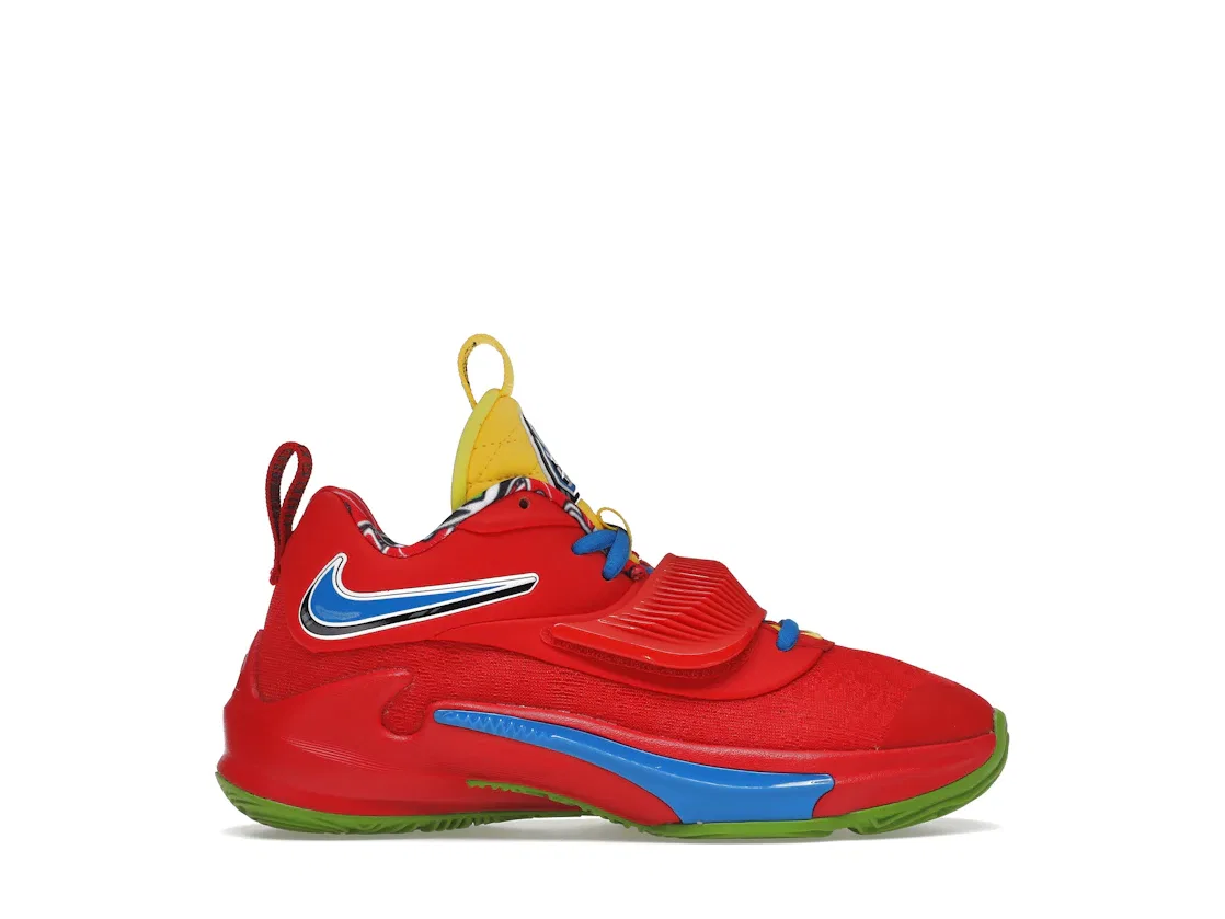 Детские кроссовки для мальчиков с принтом Nike Zoom Freak 3 NRG Nike, Action Red/White/Green Bean/Black