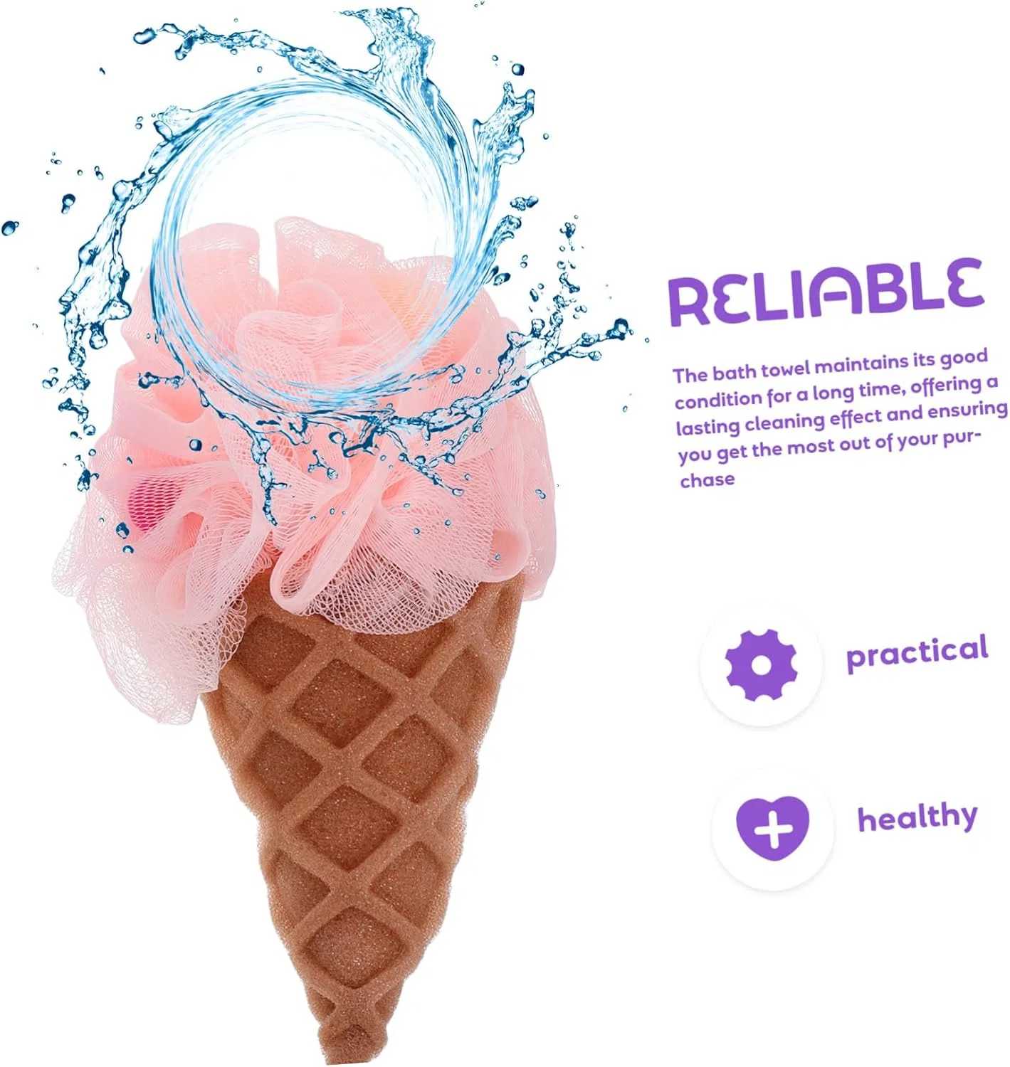 Мочалка для душа Ice Cream, 2 шт, ELAYARD, 20x11x11 см — фото 3