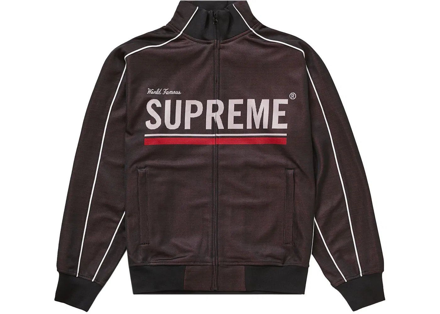 Мужская куртка с жаккардовым принтом Supreme World Famous Jacquard Track Jacket, Black