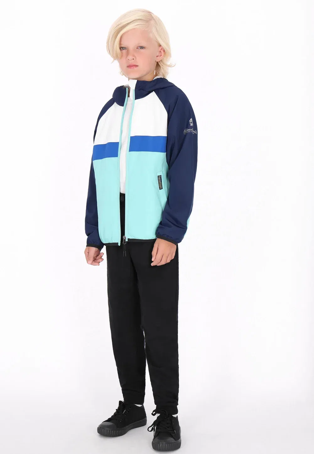 Анорак унисекс - легкая куртка Schmuddelwedda, Türkis Colorblock