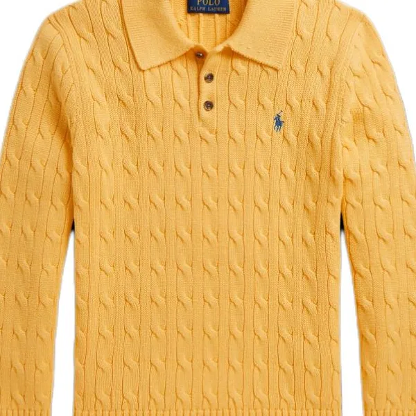 Детский свитер с поло-воротником Polo Ralph Lauren, Beach Yellow — фото 4