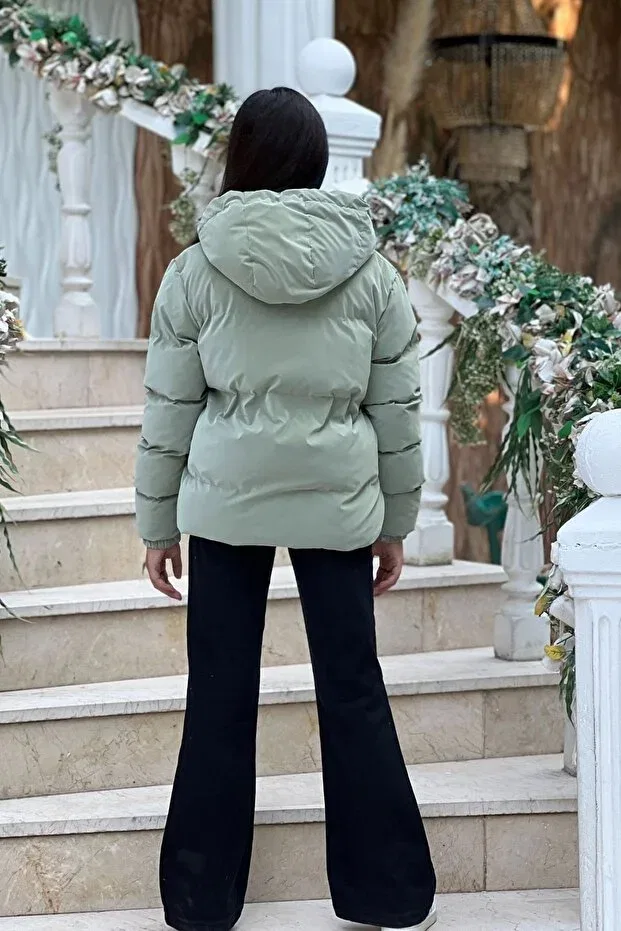Детское зимнее пальто для девочек с капюшоном Zaziko Kids, Mint — фото 3