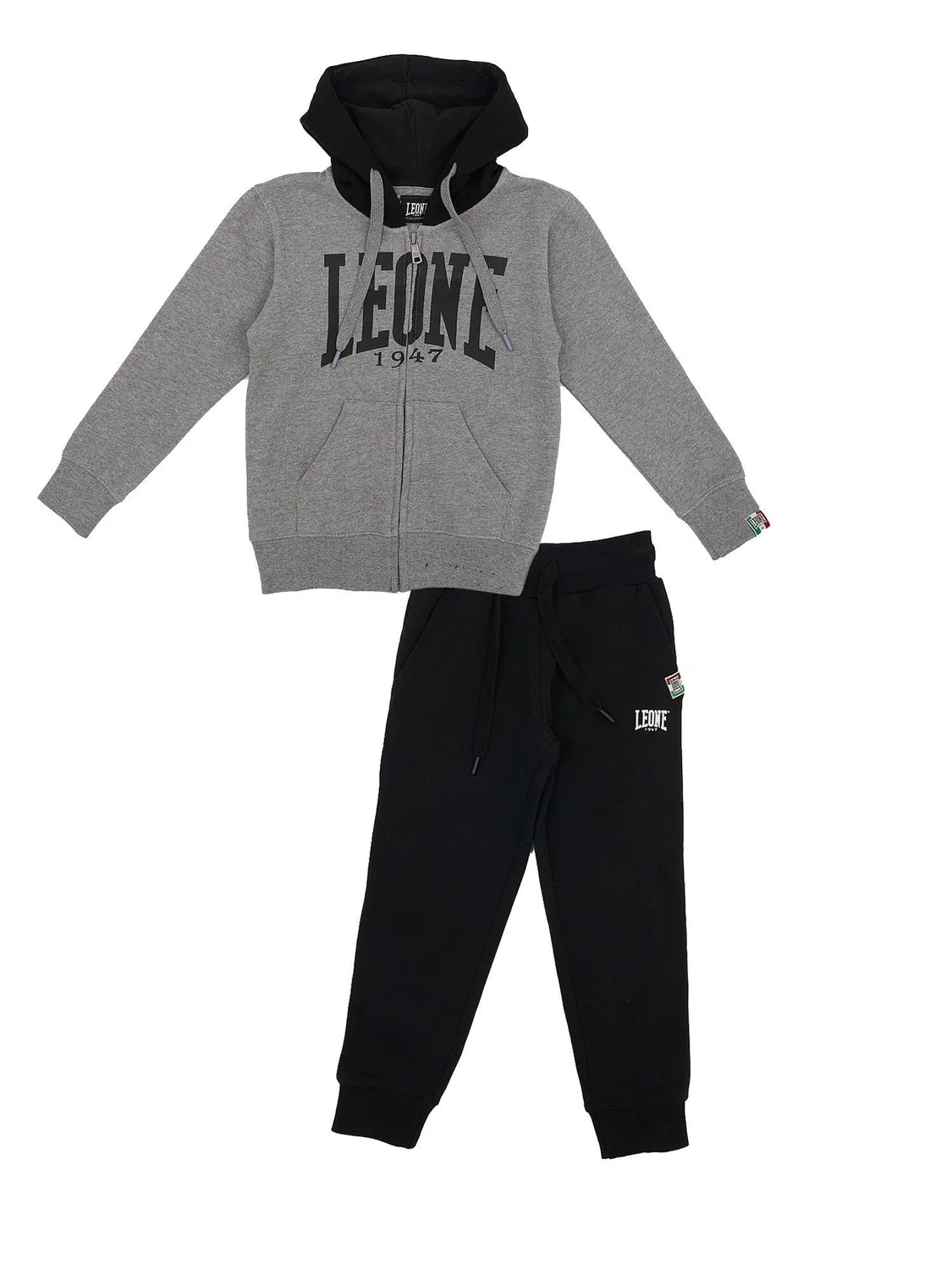 Детский спортивный костюм с капюшоном Leone 1947 Apparel, Grau / Schwarz