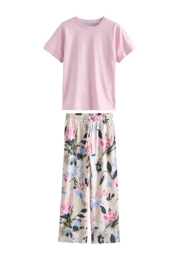 Пижамный комплект с флоральным принтом Regular fit - short sleeve set Next pink floral, розовый