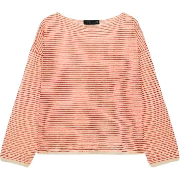 Женский свитер с круглым вырезом Nude/Red ZARA, Nude/Red