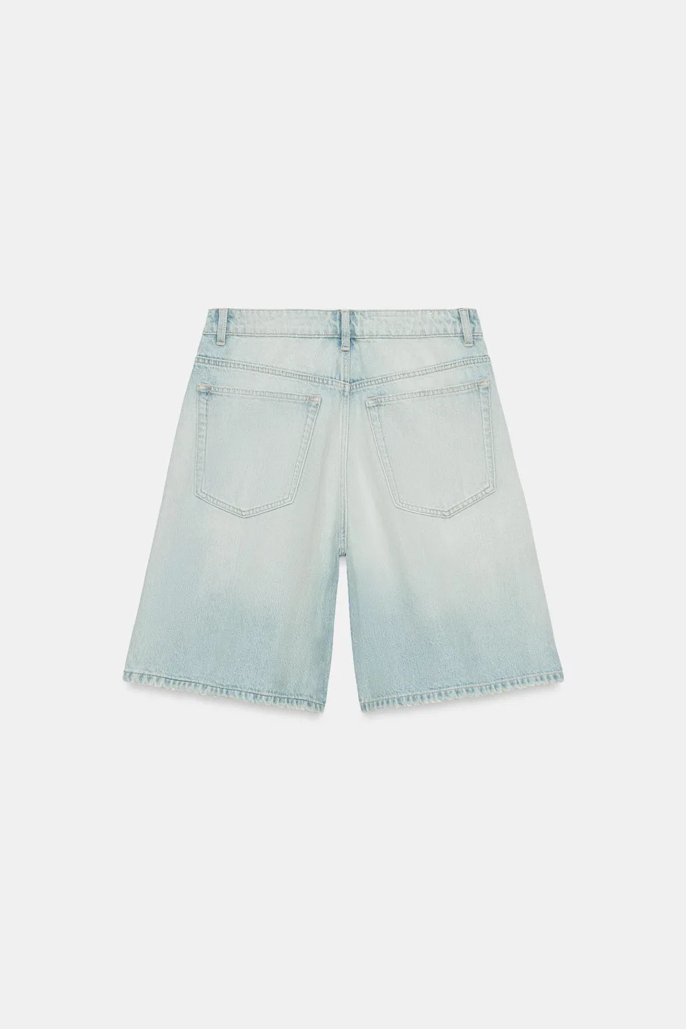 Джинсовые шорты-бермуды средней посадки TRF ZARA, Light blue — фото 4