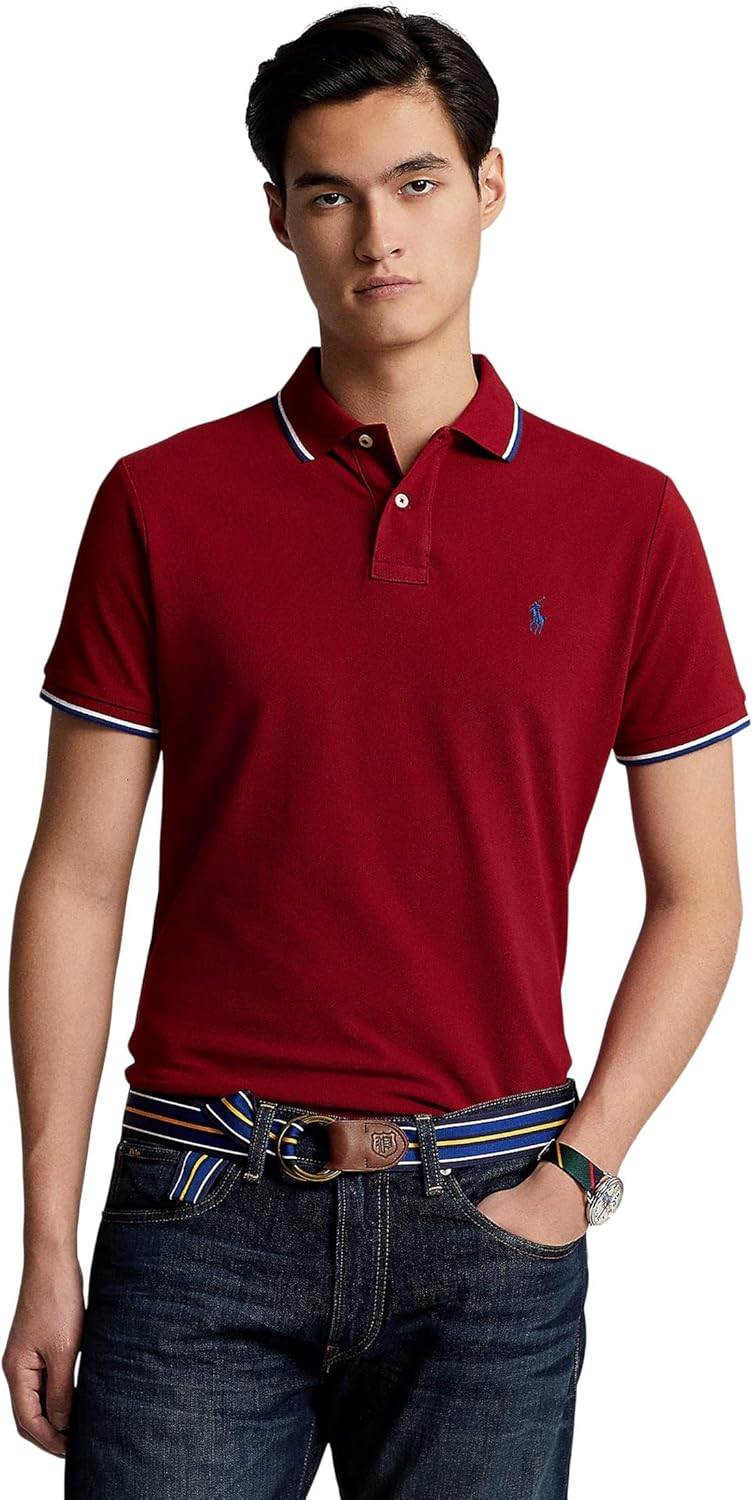 

POLO RALPH LAUREN Мужская классическая поло с сетчатой тканью, Holiday Red, Красный, POLO RALPH LAUREN Мужская классическая поло с сетчатой тканью, Holiday Red