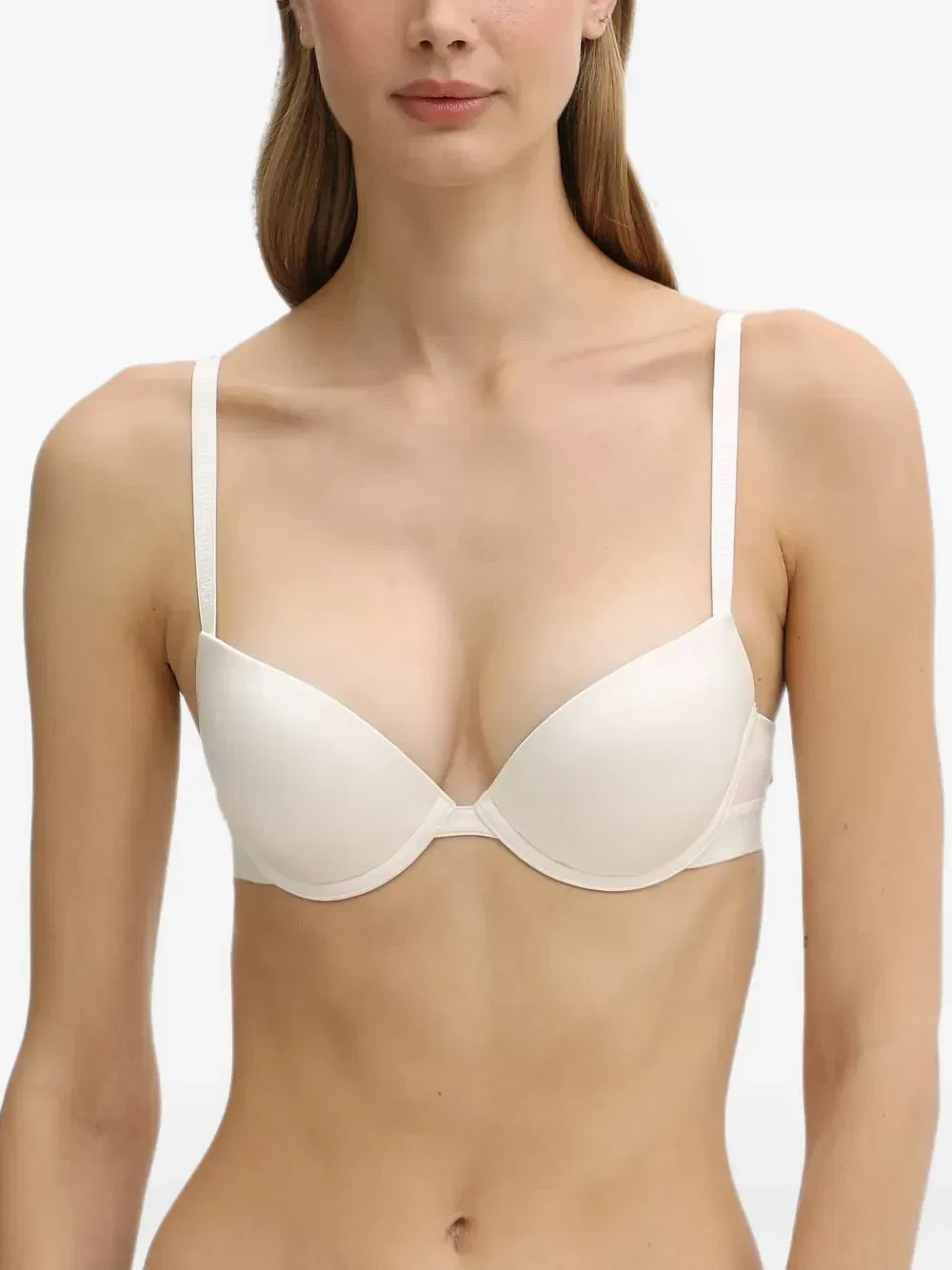 Бюстгальтер пуш-ап с логотипом на тесьме Emporio Armani, белый
