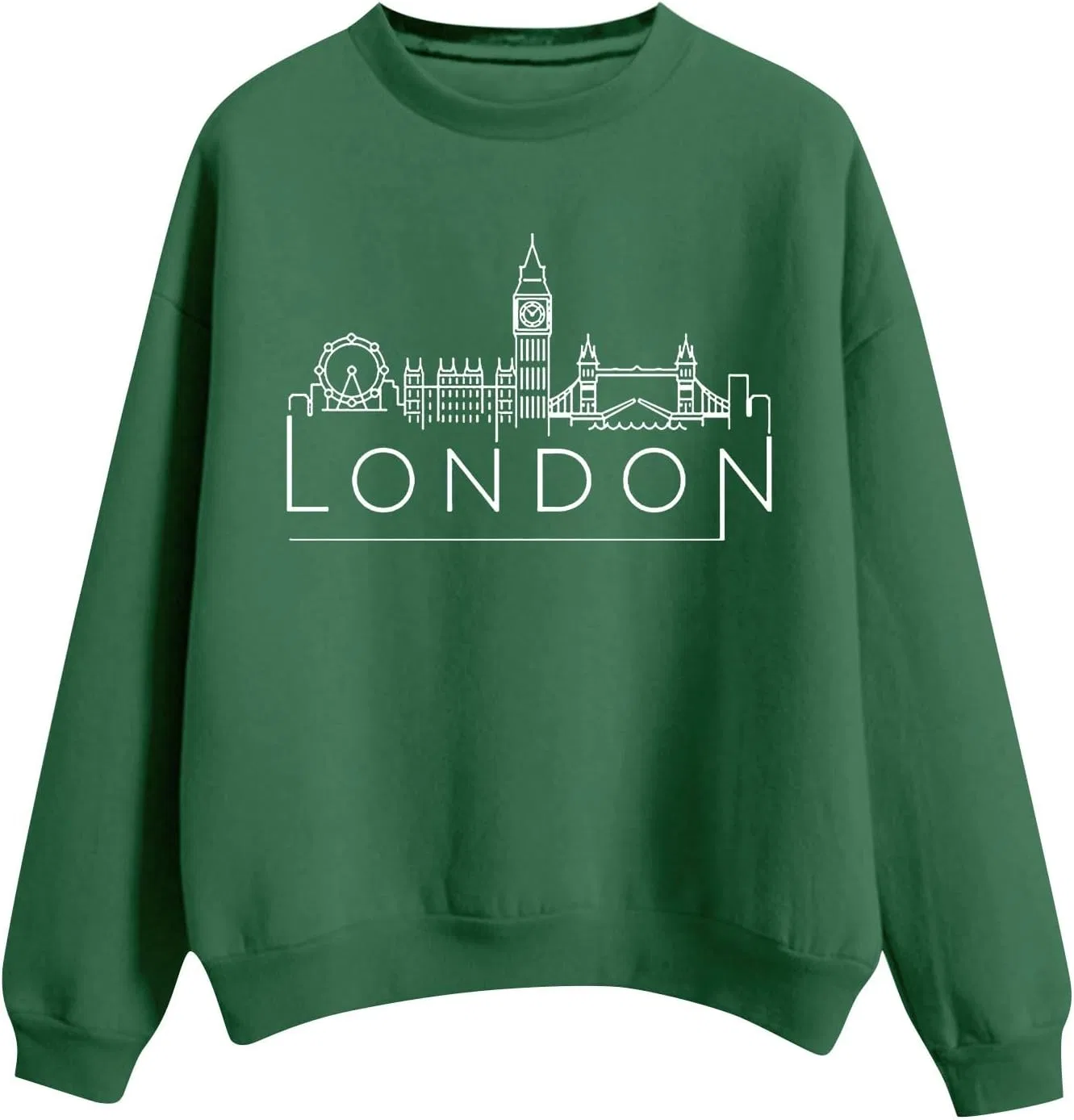 Женское худи с капюшоном, хлопковый, London, зелёный