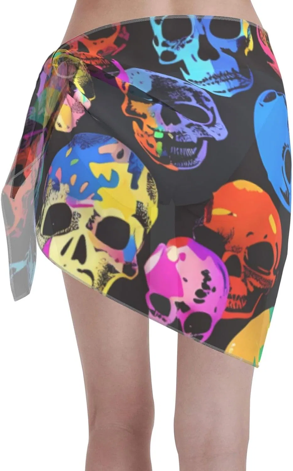 Женская пляжная накидка с принтом енота, Skull — фото 2
