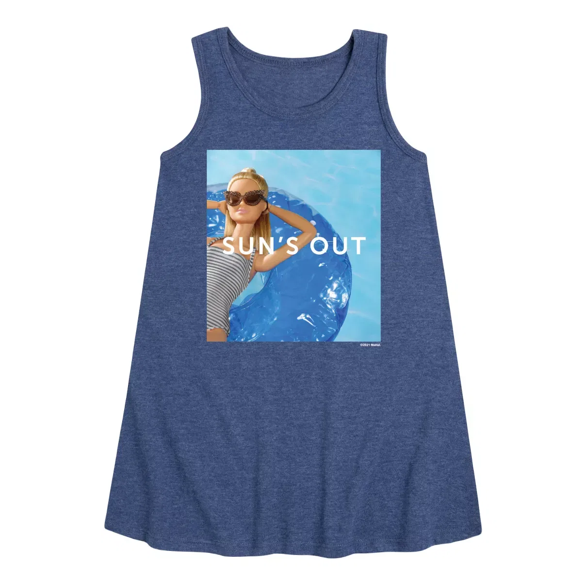 Детское платье-трапеция без рукавов Sun's Out Barbie, Heather Navy