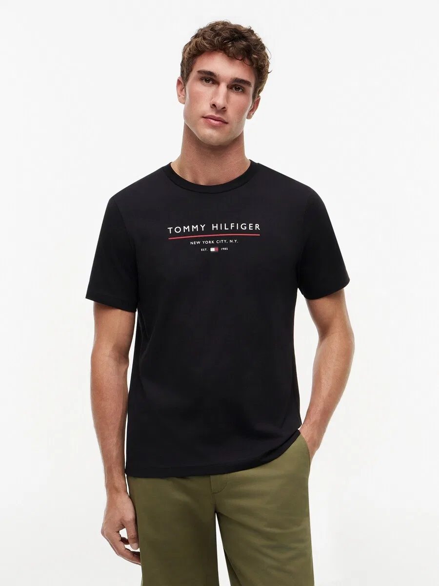 Рубашка TOMMY HILFIGER 'Essential' черного цвета — фото 3