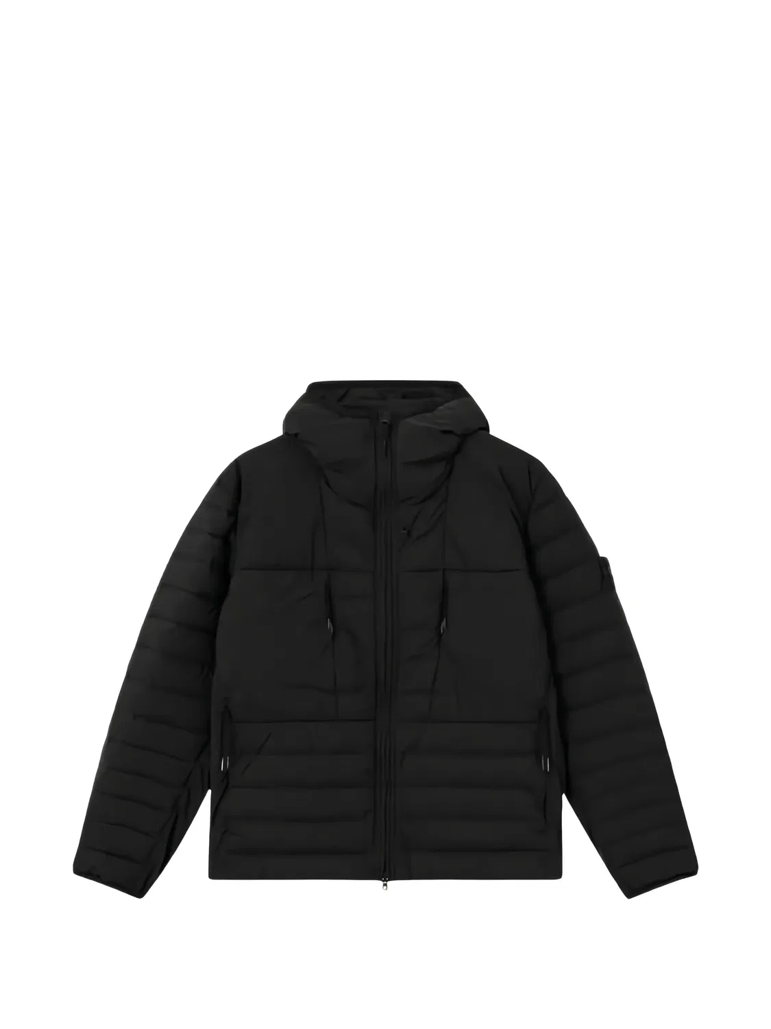 Стеганая куртка с капюшоном черная Stone Island, черный