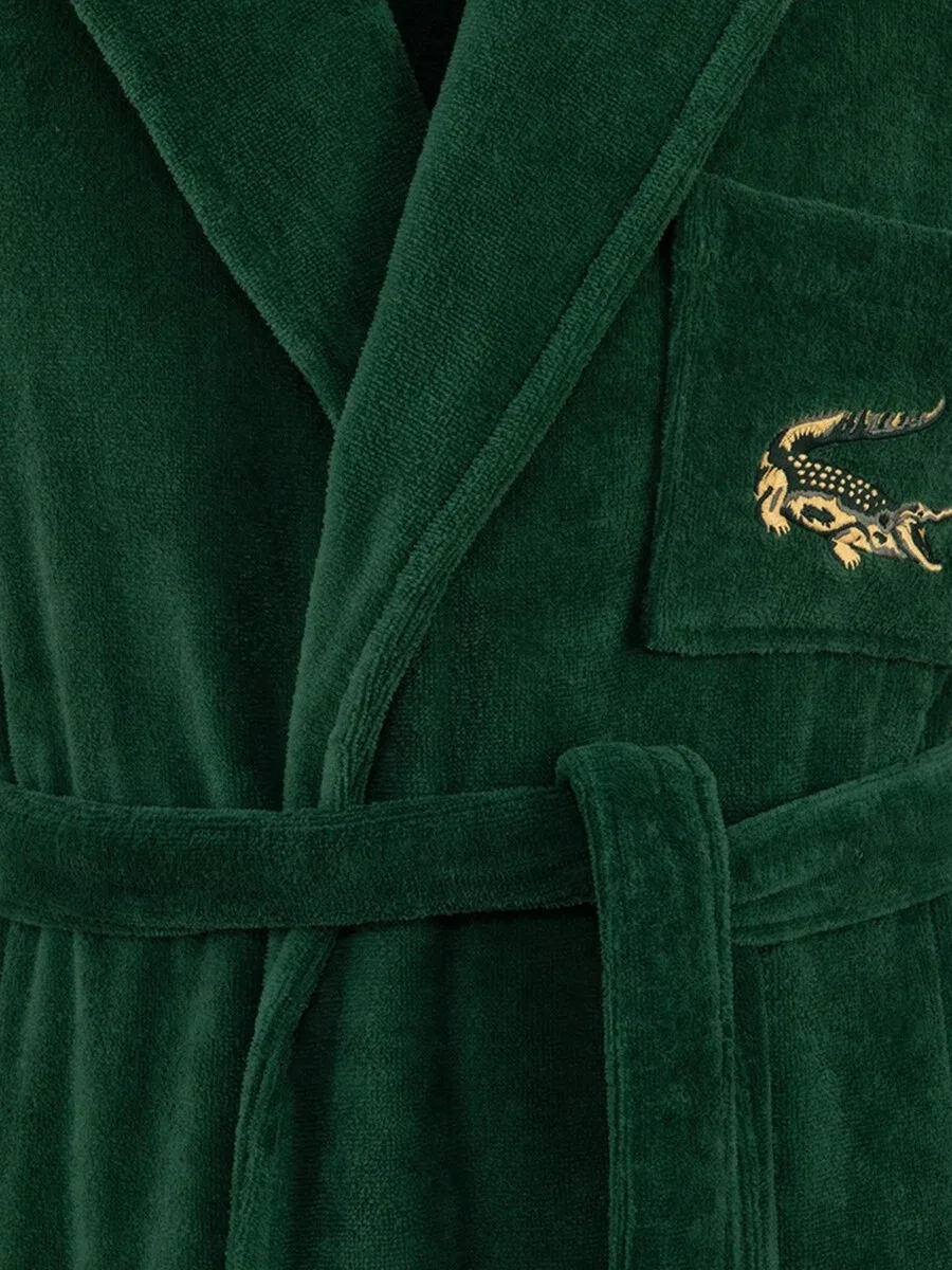 Длинный банный халат LACOSTE LRENE, с печатью логотипа, зеленый — фото 4