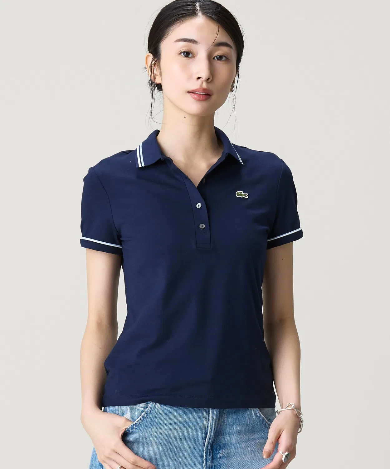 Женский поло с длинным рукавомSlim Fit LACOSTE, Navy
