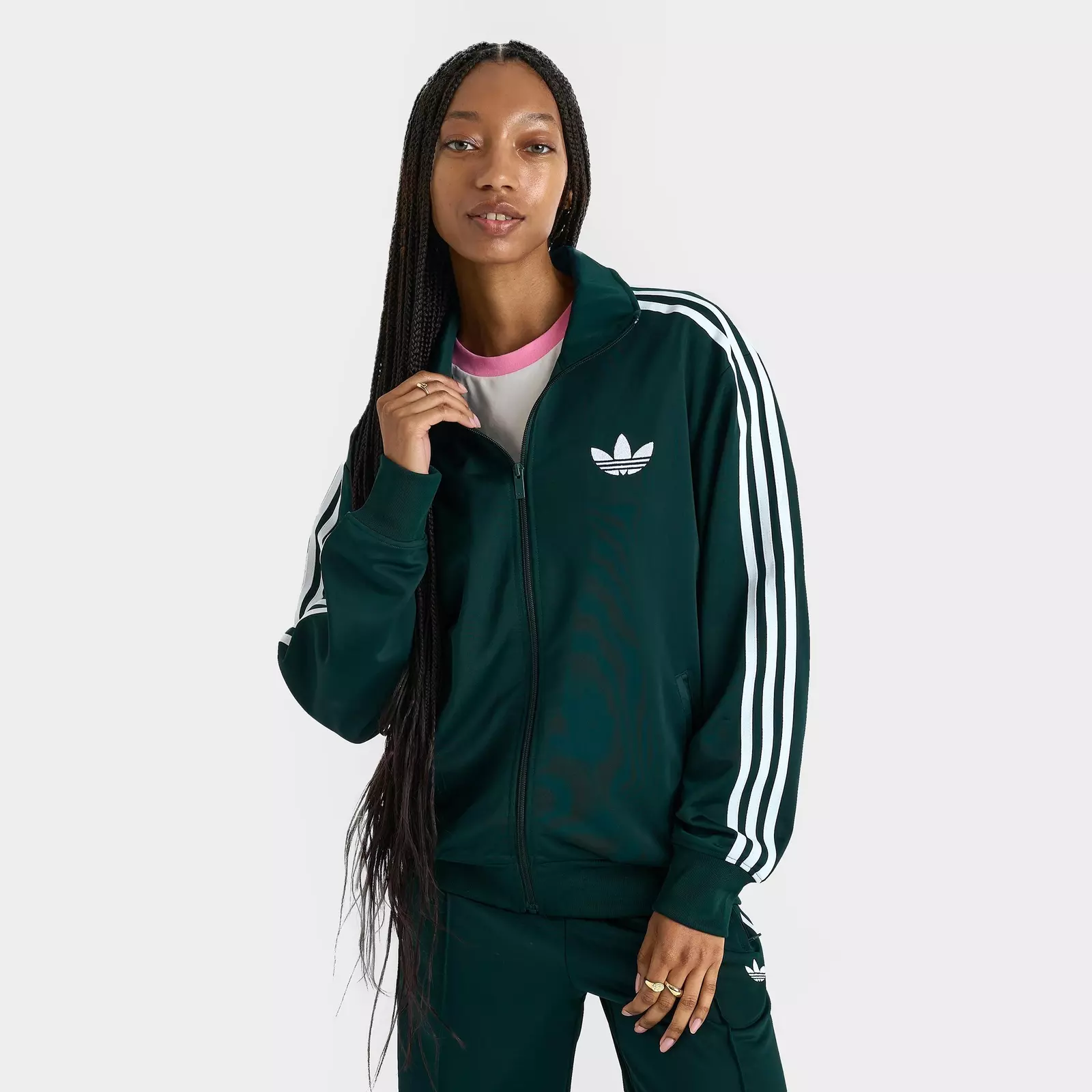 

Толстовка Women's adidas Originals adicolor 3-Stripes Firebird Loose Track, темно-зеленый