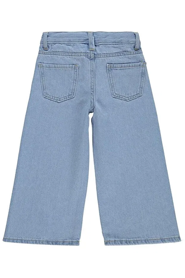 Детские джинсы для девочек широкие с принтом Civil Girls, Light Blue — фото 2