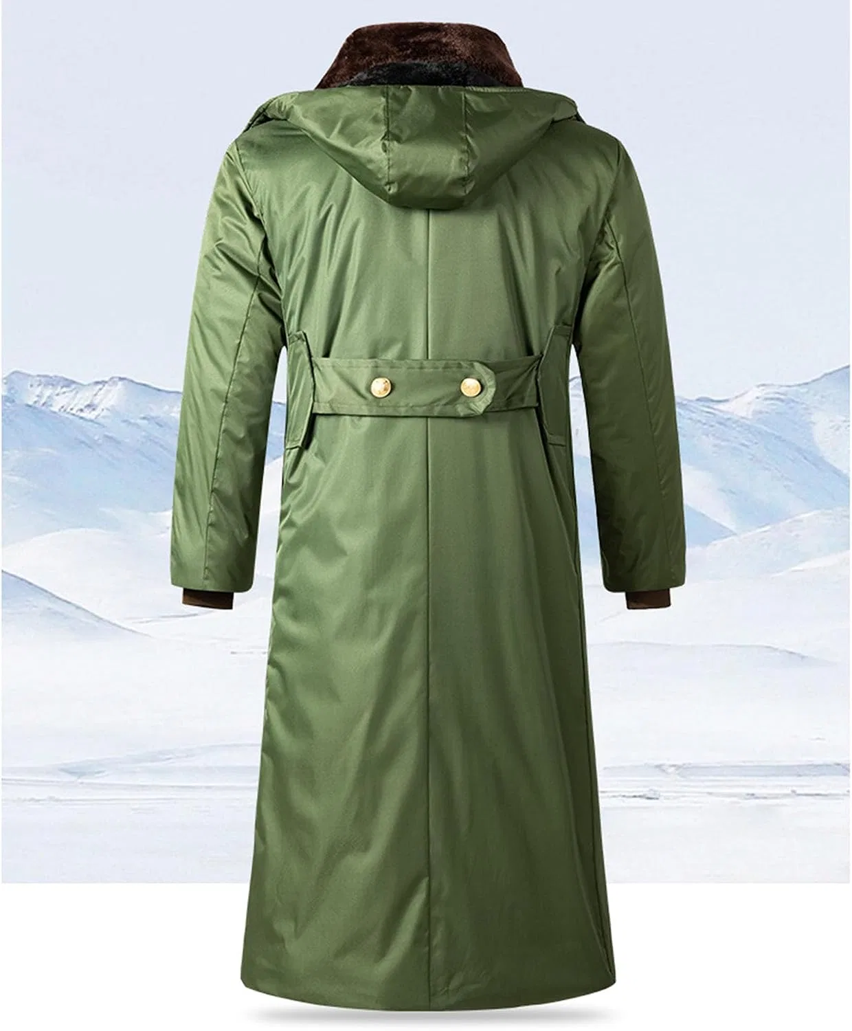 Мужское пальто-тренч с длинным рукавом, Military Work Trench Coat, армейский зелёный — фото 3