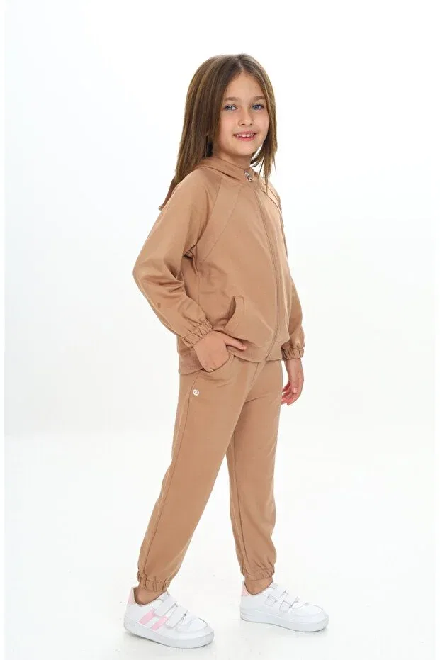 Детский спортивный комплект для девочек хлопковый Toontoy, Brown — фото 3