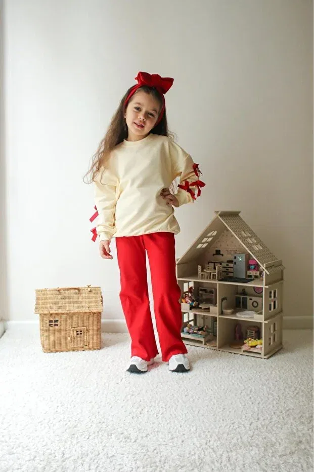 Детский комплект спортивного костюма для девочек хлопковый Jeliboomkidswear, Red