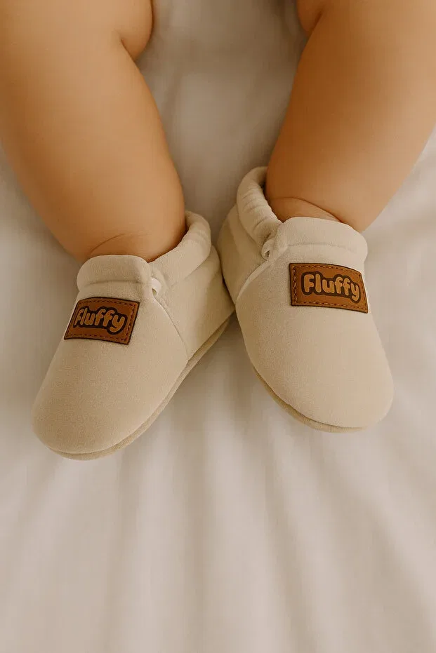 Детские домашние тапочки с узором Fluffy, Beige
