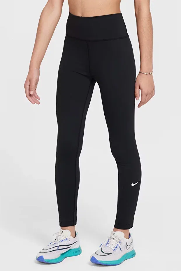 Детские леггинсы для девочек с высокой посадкой Nike, Black/White