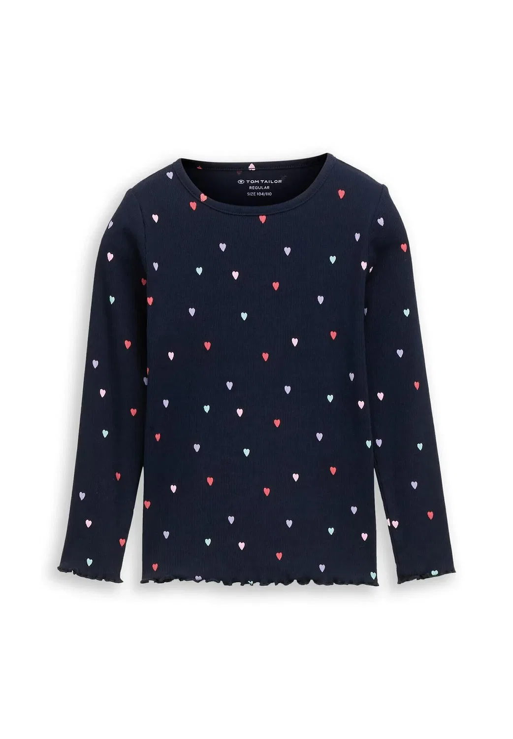 Футболка langarmshirt mit rippstruktur - топ с длинными рукавами Tom Tailor, Navy Colorful Heart