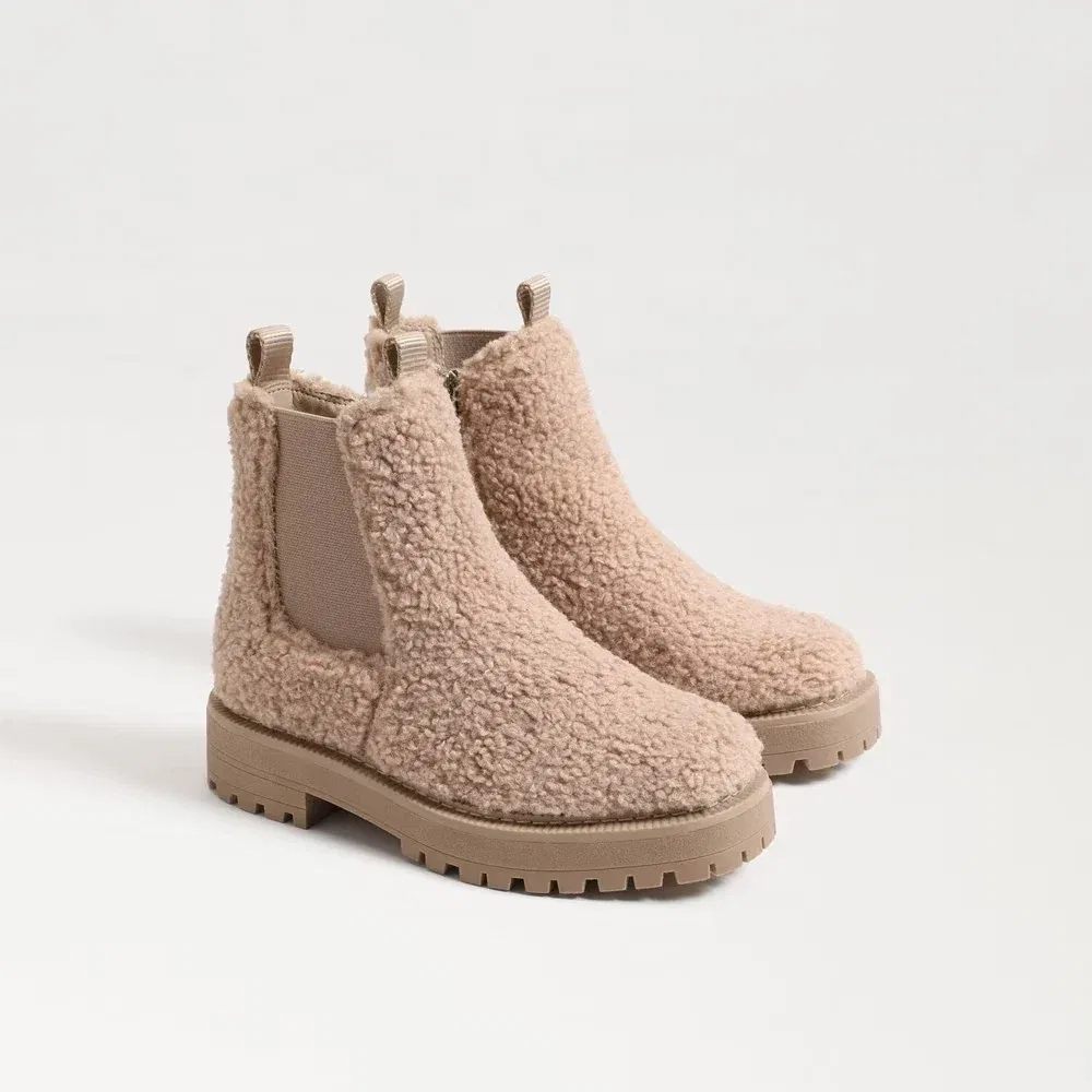 Детские ботинки Chelsea с круглым носом на искусственной овчине Sam Edelman Laguna Boot, бежевый