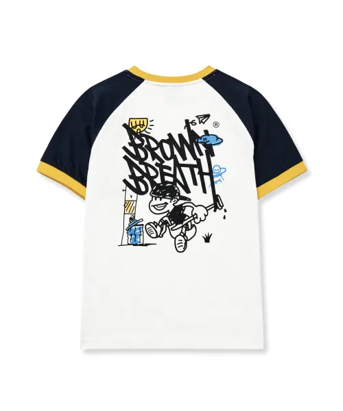 Детская футболка с принтом Raglan Color Block Tee BROWNBREATH KIDS, Navy — фото 2