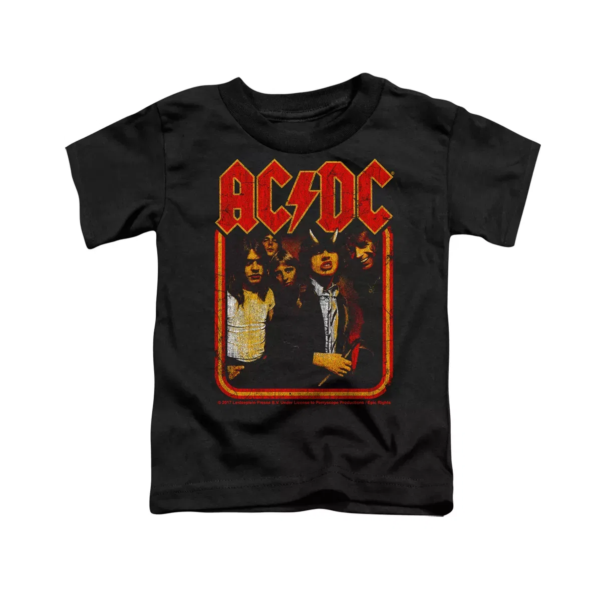 Детская футболка с принтом ACDC Group Distressed AC/DC, Black — фото 2