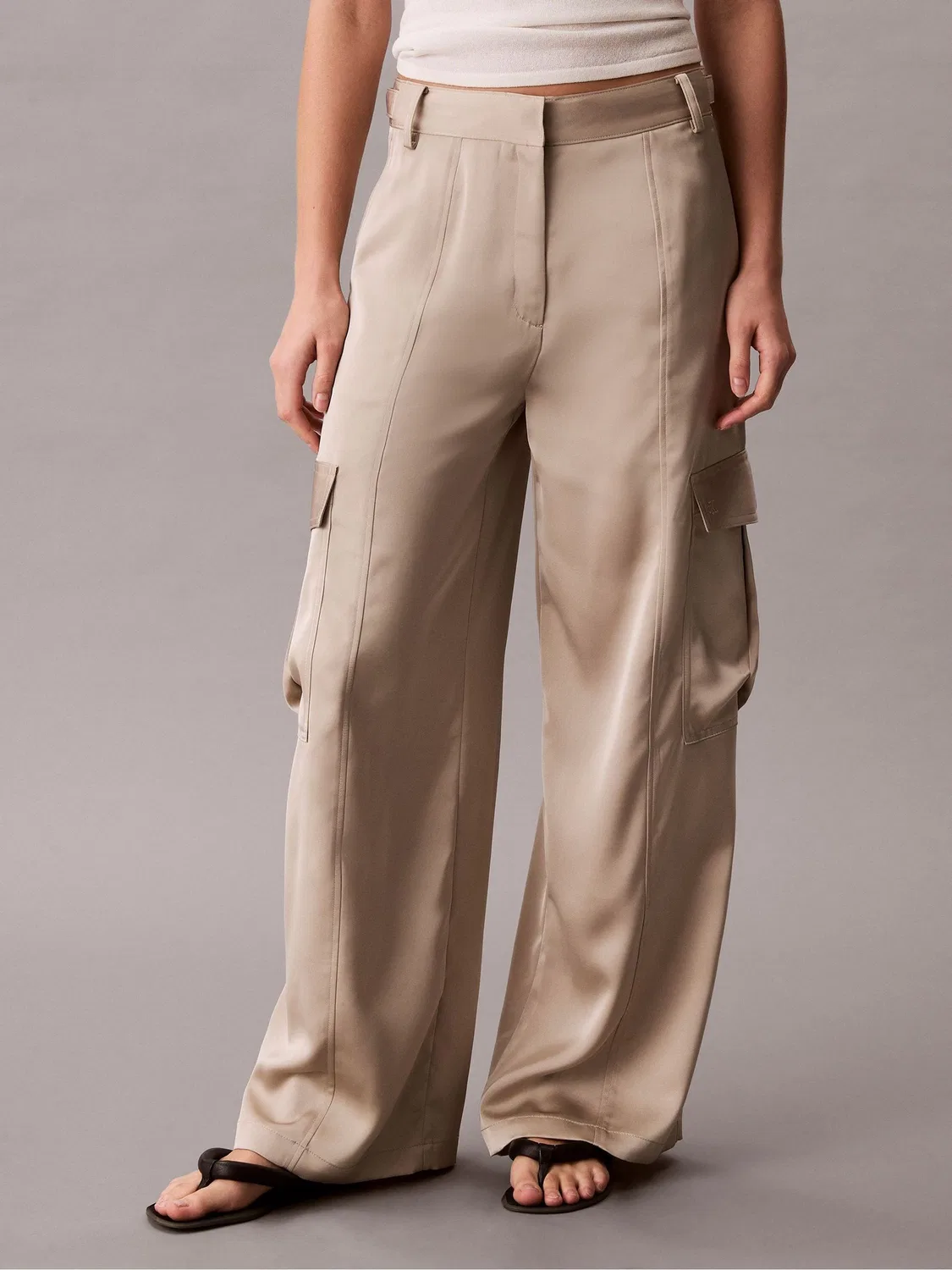 Брюки карго сатиновые Calvin Klein, Natural
