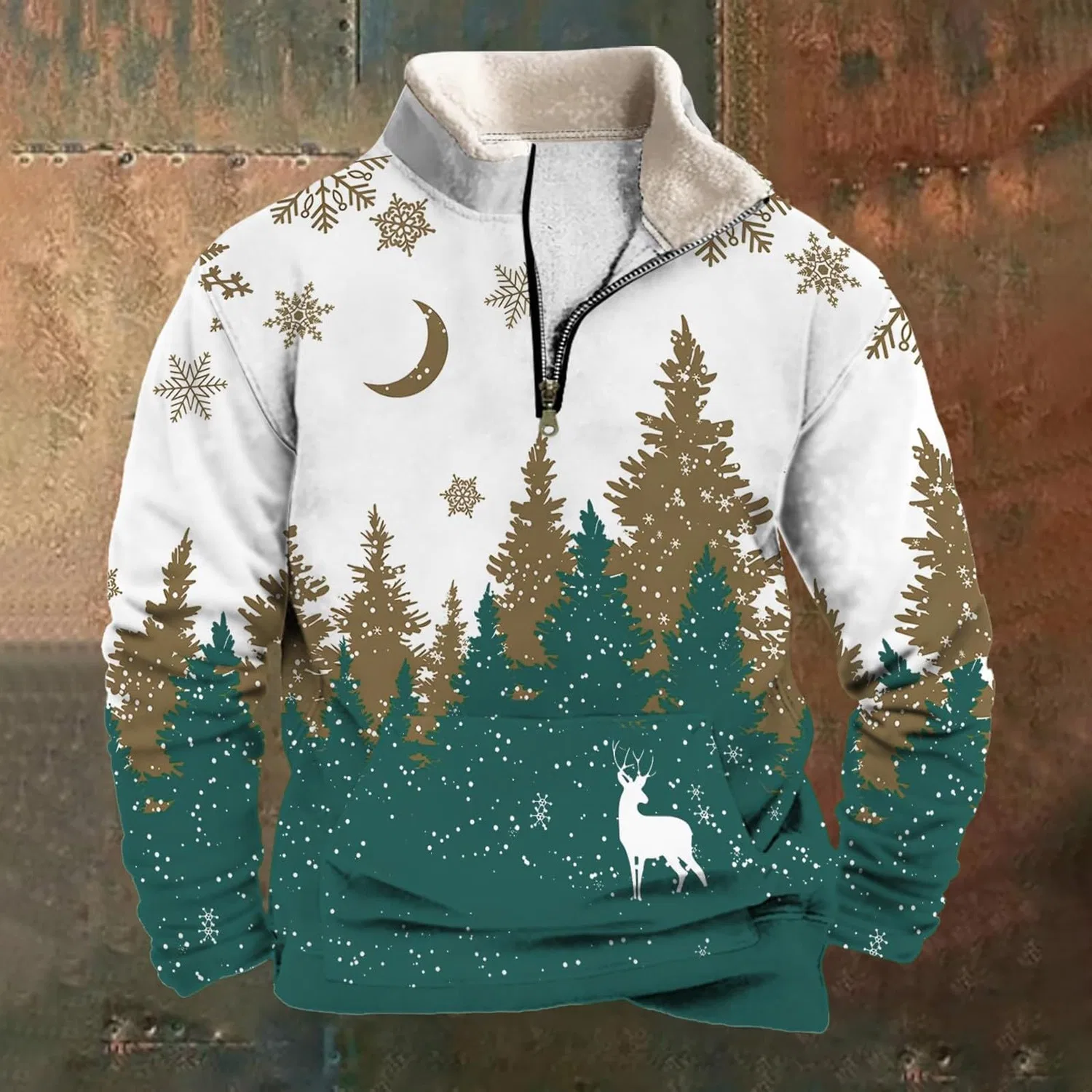 Мужской свитшот с принтом Hip Hop Santa DJ Christmas, Mint Green — фото 2