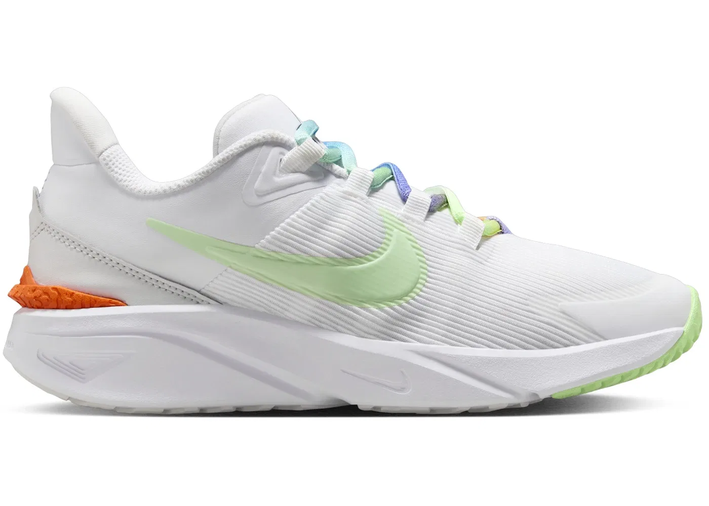 Детские кроссовки для бега с длинным шнурком Nike Star Runner 4 Next Nature SE Nike, White/Photon Dust/Total Orange/Vapor Green