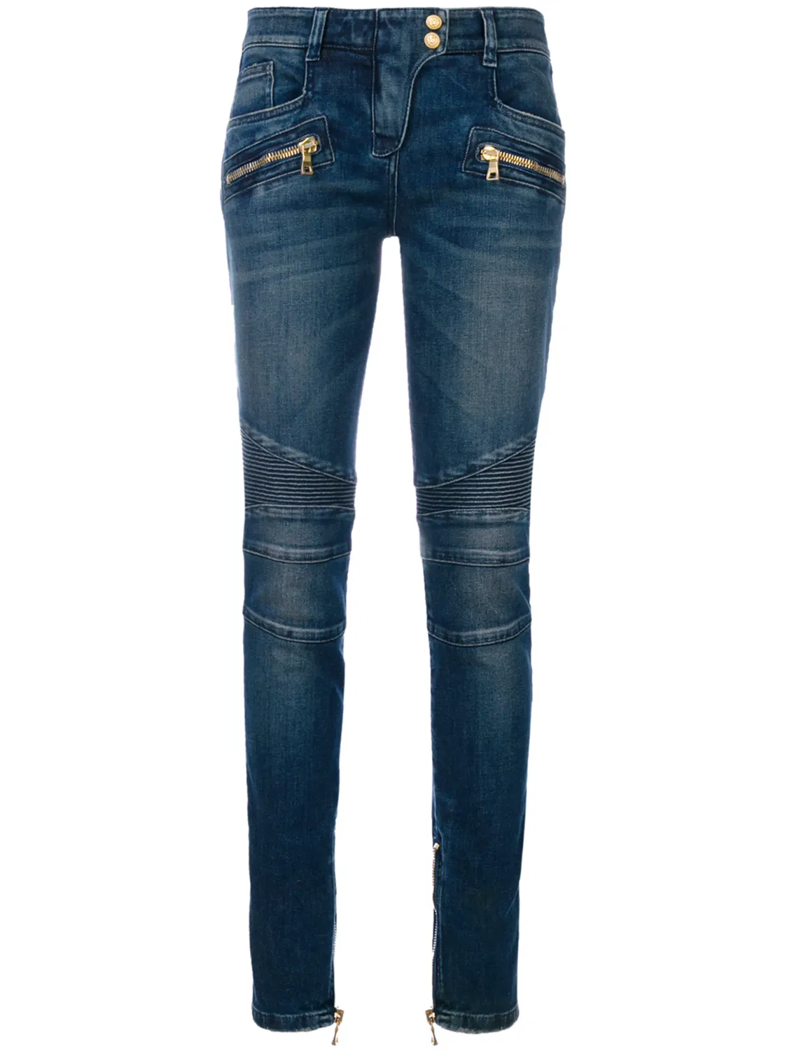 Байкерские джинсы синие Balmain, синий