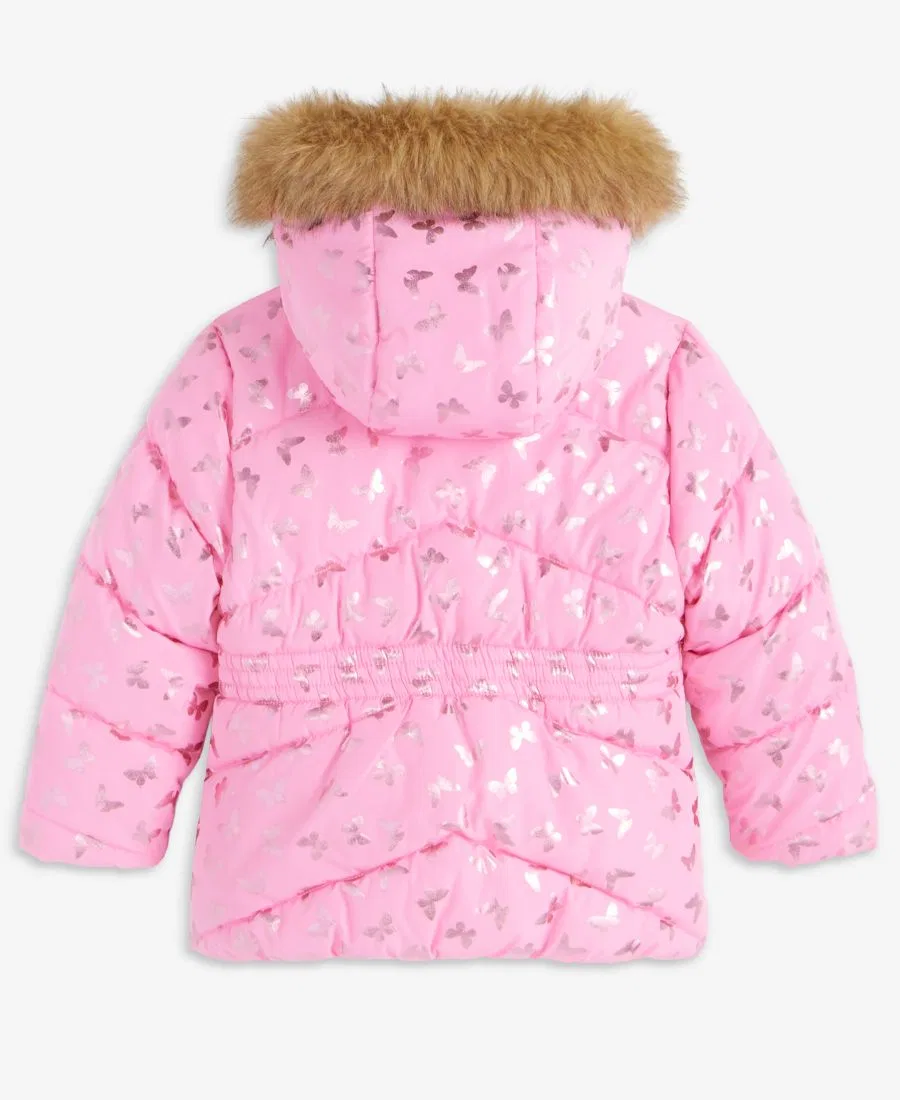 Детская куртка-пуховик с принтом, модель Foil Quilted S Rothschild & CO, Pink Butterflies — фото 3