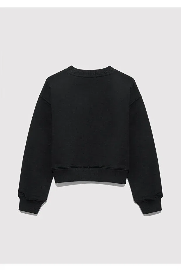 Детские свитшот для девочек с принтом Dog embroidered black sweatshirt 7s10132-900 Mavi, Black — фото 4