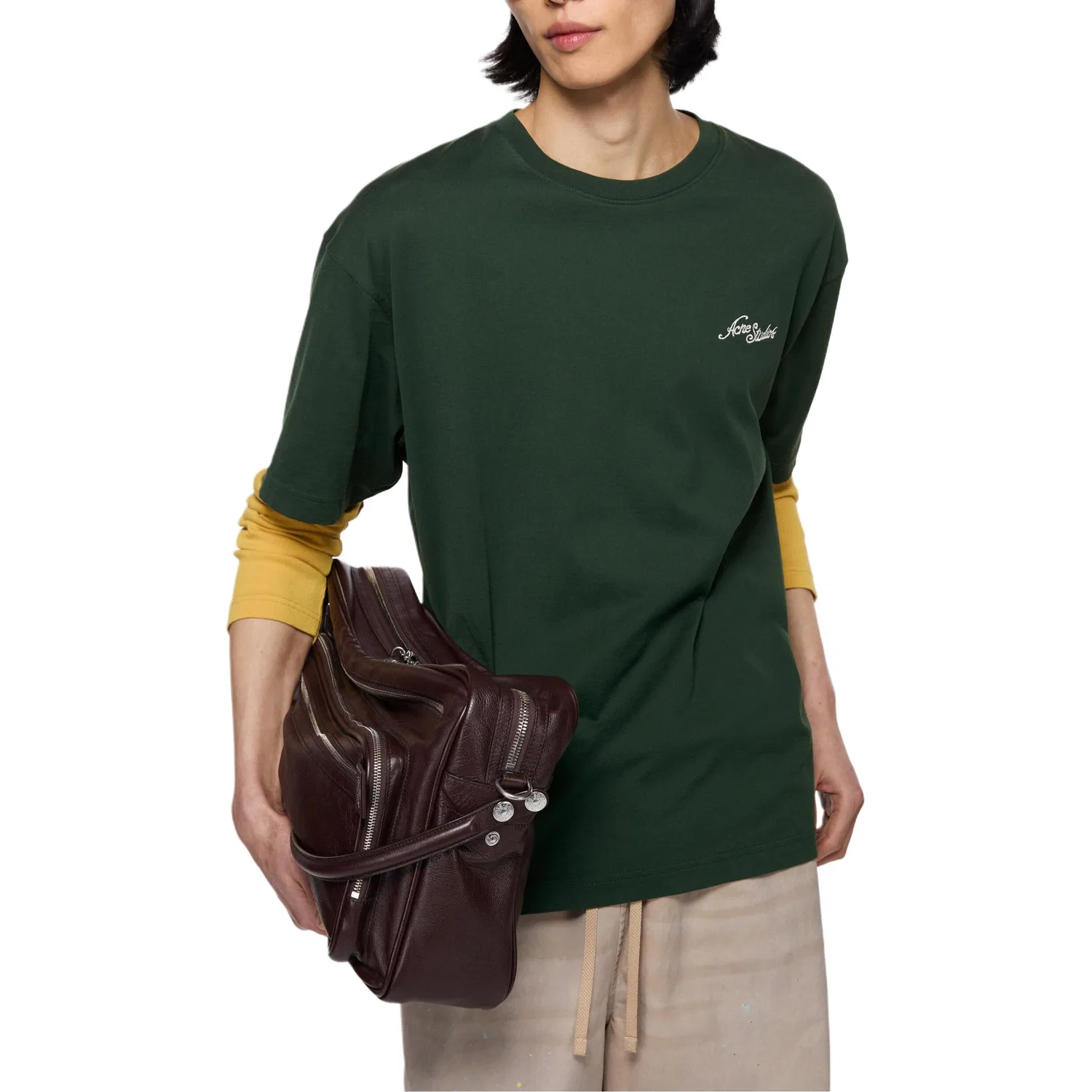 Футболка унисекс с круглым вырезом Dark Green Acne Studios — фото 4