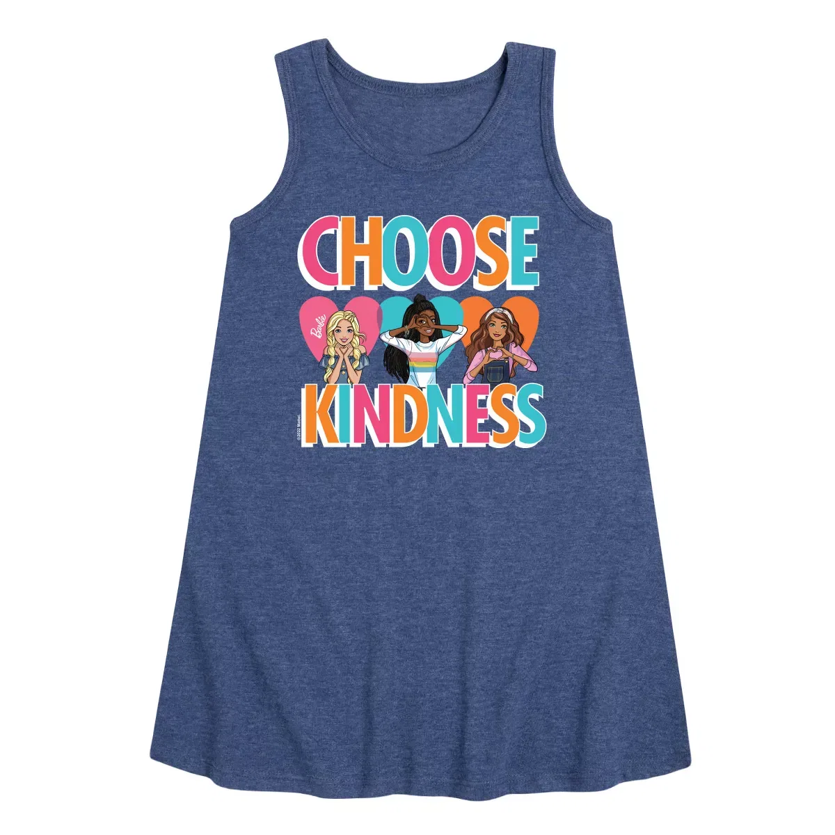 Детское платье-трапеция без рукавов Choose Kindness Barbie, Heather Navy