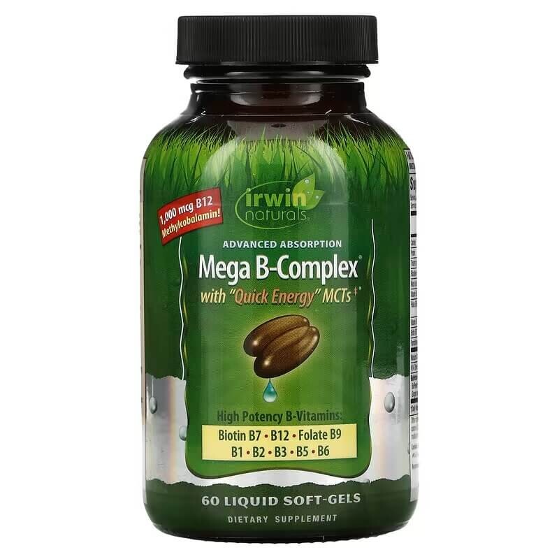 

Добавка Irwin Naturals Mega B Complex Quick Energy, 60 мягких капсул