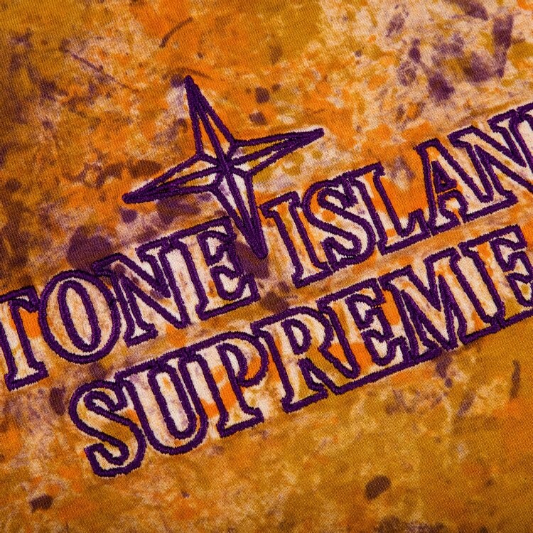Футболка Supreme x Stone Island Embroidered Logo Short-Sleeve Top 'Coral', оранжевый — фото 3