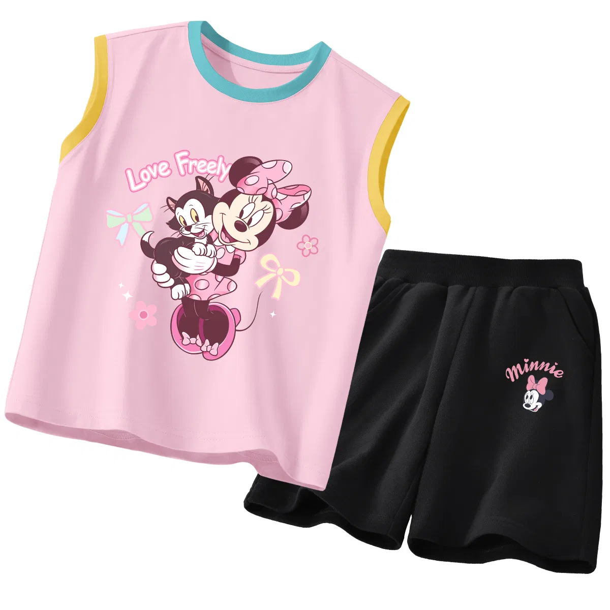 Детский спортивный костюм с круглым вырезом, Disney, Di Little Cat Nini Blue Pink+Di Big-Eyed K Black