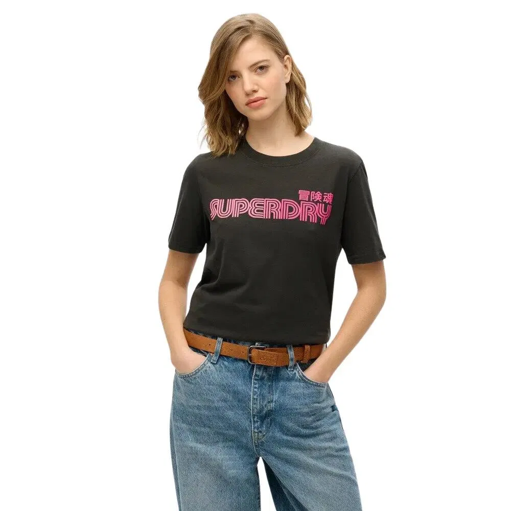 Женская футболка с принтом Faded Core Superdry, Schwarz — фото 2
