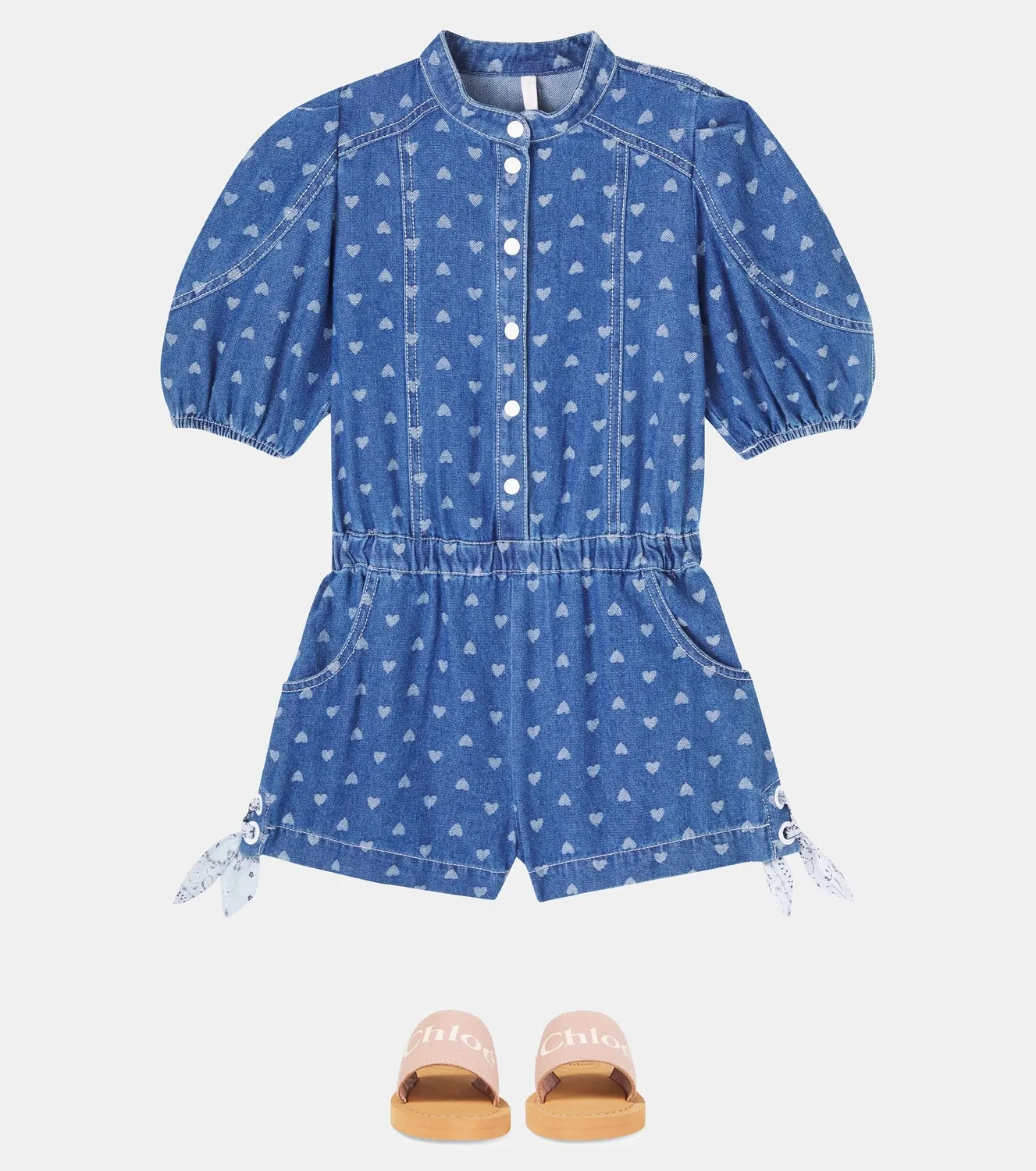Комбинезон из денима с принтом Zimmermann Kids, синий — фото 2