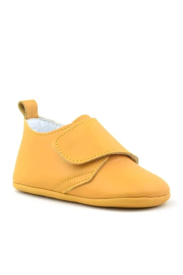 Детские пинетки из натуральной кожи на липучке Booba Hapshoe, Yellow — фото 2