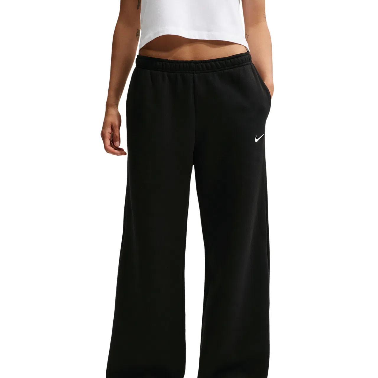 Женские брюки Studio Fleece STD Wide Leg Nike, цвет Black/Sail