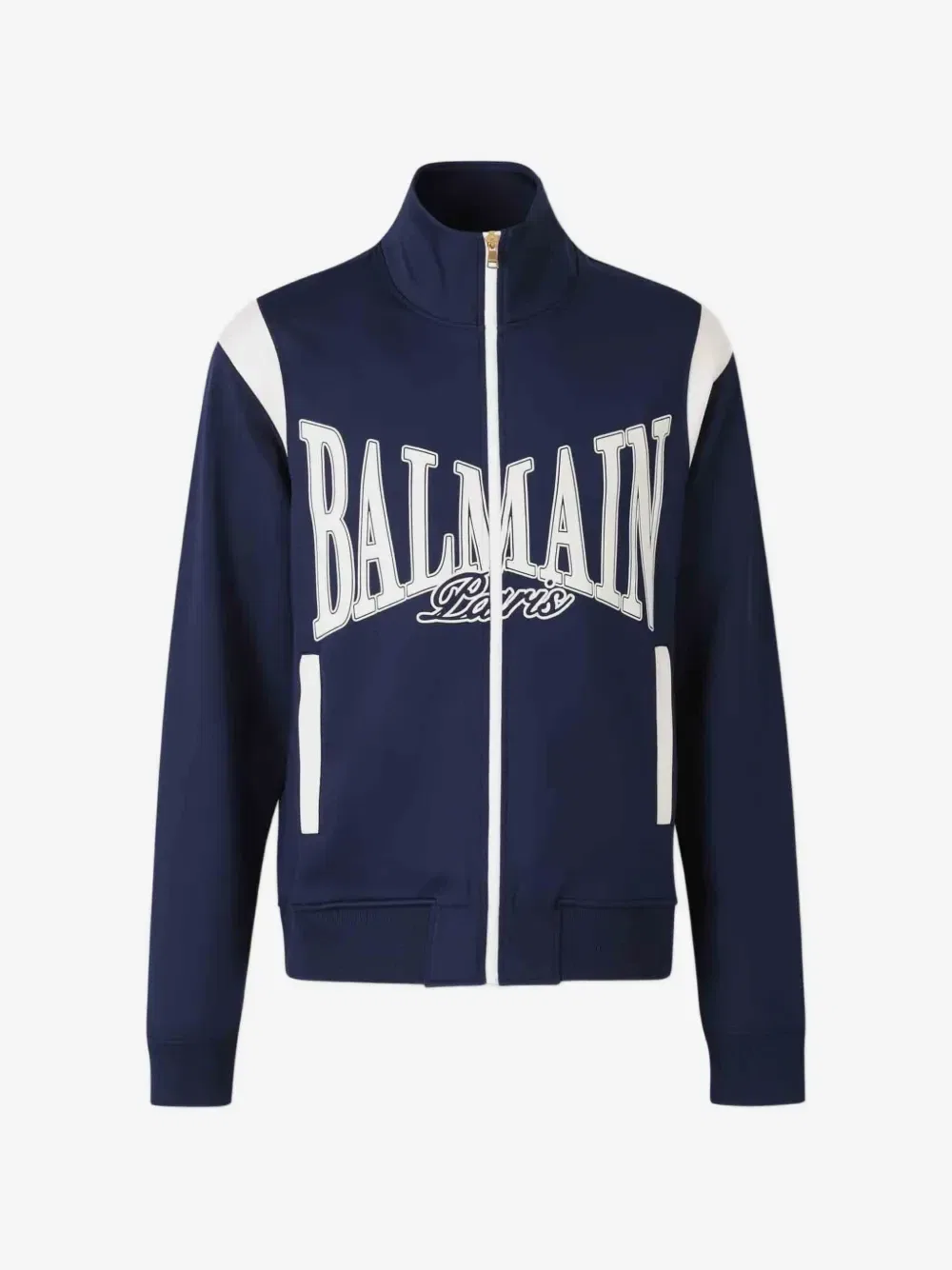 Куртка на молнии с логотипом BALMAIN, синий