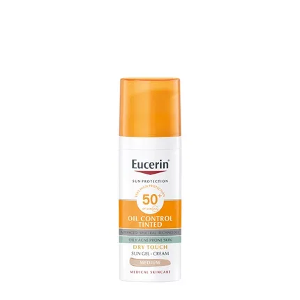 Гель-крем для лица солнцезащитный Eucerin Oil Control Colour Medium SPF 50, 50 мл