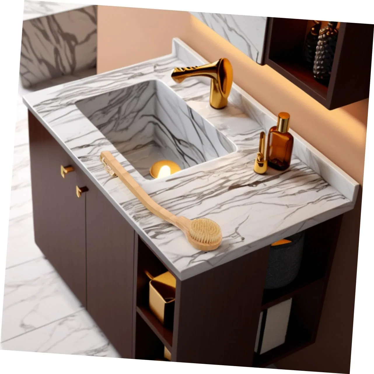 Щетка для тела с длинной ручкой, набор 2 шт, UTHCLO, Bamboo, 42 см, Khaki — фото 4